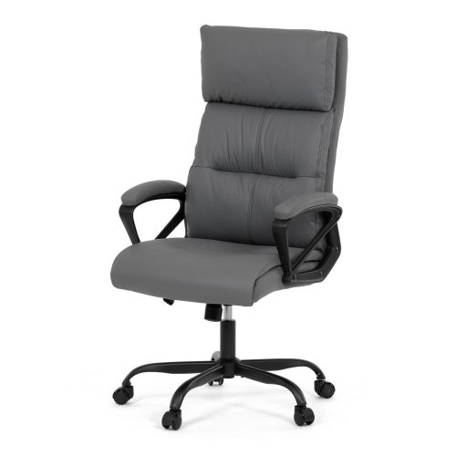 Comfortable office swivel chair in grey with faux leather upholstery. KA-Y346