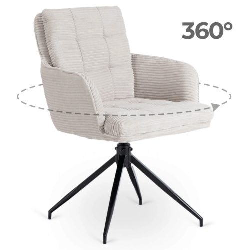 Otočná stolička v sivej farbe s kordovým čalúnením – AKITA