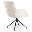 Otočná stolička v krémovej farbe s kordovým čalúnením – AKITA