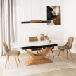 Ceramic extendable dining table Alicante 160-200 cm white marble and oak