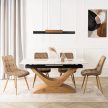 Ceramic extendable dining table Alicante 160-200 cm white marble and oak