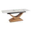 Ceramic extendable dining table Alicante 160-200 cm white marble and oak