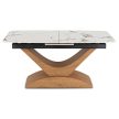 Ceramic extendable dining table Alicante 160-200 cm white marble and oak