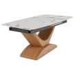Ceramic extendable dining table Alicante 160-200 cm white marble and oak