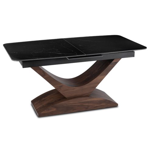 Kihúzható kerámia étkezőasztal 160–200 cm méretben, fekete márvány/dió színben ALICANTE