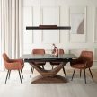 Kihúzható kerámia étkezőasztal 160–200 cm méretben, fekete márvány/dió színben ALICANTE