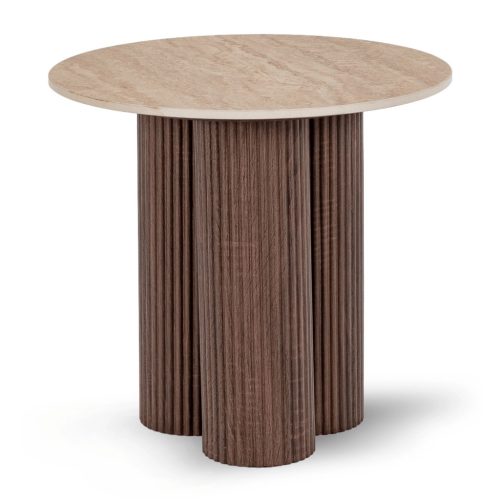 Asztal CARTAGENA 80 cm travertin/dió