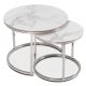 Keramický konferenčný stolík – set biely mramor / strieborná – AMARA
