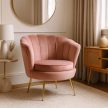Fotel rózsaszín velúr kárpitozással - ANGEL
