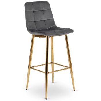 Bar stool ARIEL grey velvet