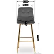 Bar stool ARIEL grey velvet