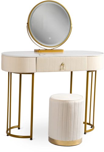 ASHLEY fésülködőasztal, bézs/arany