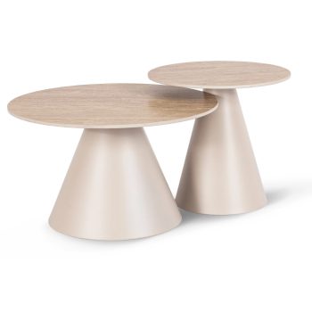 Zestaw Stolików AVILA Trawertyn/Beż