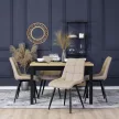 Bővíthető étkezőasztal Riviera tölgy/fekete színben. SKUBI 120-160 cm