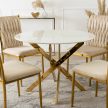BALI Glass Table 100 cm White Marble/Gold