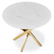 BALI Glass Table 100 cm White Marble/Gold