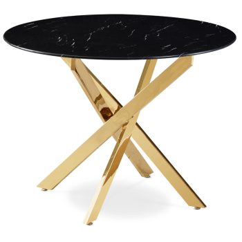 BALI Glass Table 100 cm Black Marble/Gold