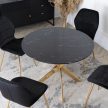 BALI Glass Table 100 cm Black Marble/Gold