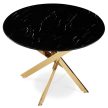 BALI Glass Table 100 cm Black Marble/Gold