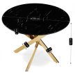 BALI Glass Table 100 cm Black Marble/Gold