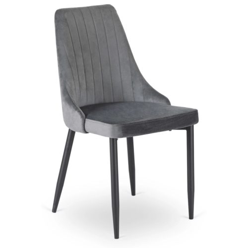 Jedálenská stolička čalúnená zamatom sivá – BARI