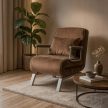 BART Recliner Armchair Brown Velvet Upholstery