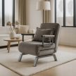 BART Recliner Armchair Grey Velvet Upholstery