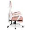 Forgószék gaming lábtartóval rózsaszín/fehér. BING
