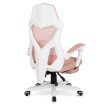 Forgószék gaming lábtartóval rózsaszín/fehér. BING