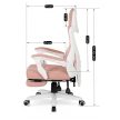 Forgószék gaming lábtartóval rózsaszín/fehér. BING