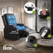 Masszírozós dönthető fotel fekete színben, műbőr kárpittal BOX