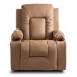 BOX Massage Recliner Chair with Footrest Caramel Faux Leather