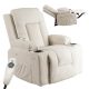 BOX Recliner Massage Chair Beige Corduroy Upholstery