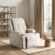 BOX Recliner Massage Chair Beige Corduroy Upholstery