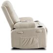 BOX Recliner Massage Chair Beige Corduroy Upholstery