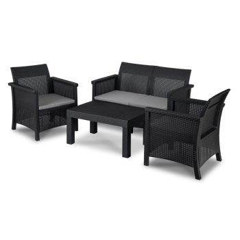 BRENTA kerti bútor szett fekete/szürke