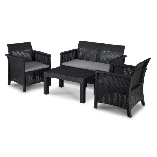 BRENTA kerti bútor szett fekete/szürke