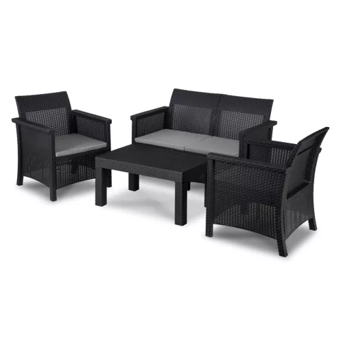 Záhradný nábytok set BRENTA čierna/sivá