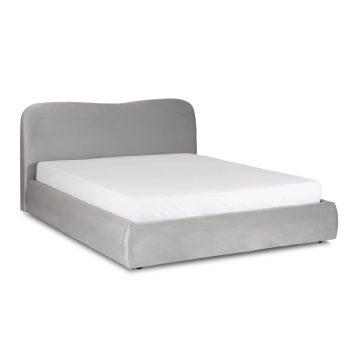 Bed 180x200 cm BRISTOL grey velvet with storage