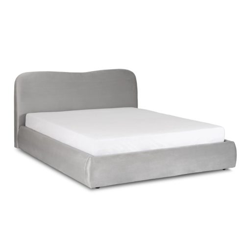 Ágy 180x200 cm méretben, ágyneműtartóval, szürke színben, velúr kárpittal BRISTOL