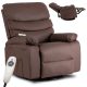 Massage Recliner Chair Brown Faux Leather BRUCE