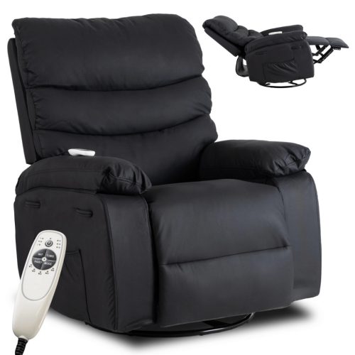 Massage Recliner Chair Black Faux Leather BRUCE