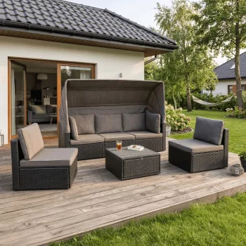 CALIENTE Garden Furniture Set Black/Brown