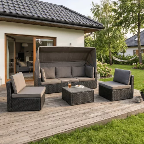 CALIENTE Garden Furniture Set Black/Brown