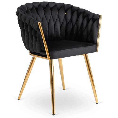 Fonott bársony szék fekete színben, CAPI