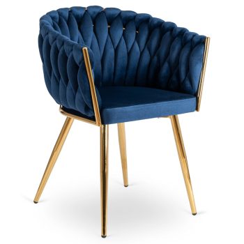 Fonott bársony szék sötétkék színben, CAPI