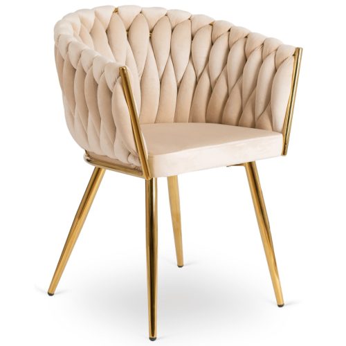 Fonott bársony szék krém színben, CAPI