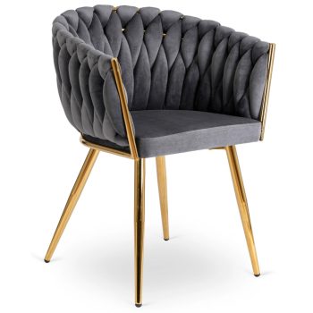 Fonott bársony szék szürke színben, CAPI