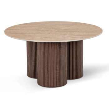 Stolik CARTAGENA 80 cm Trawertyn/Orzech