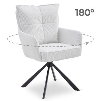   Otočná stolička v krémovej farbe s kordovým čalúnením – CITY